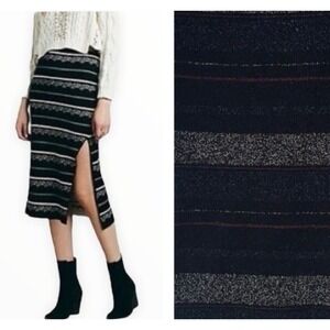 House of Harlow 1960 Metallic Striped skirt/Dress Black Silver Size M